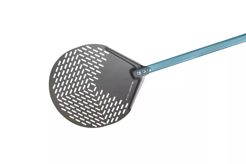 Evoluzione perforated round pizza peel, S.H.A. aluminium
