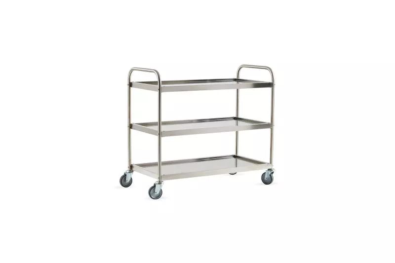 Carrello in acciaio inox, 3 piani non removibili