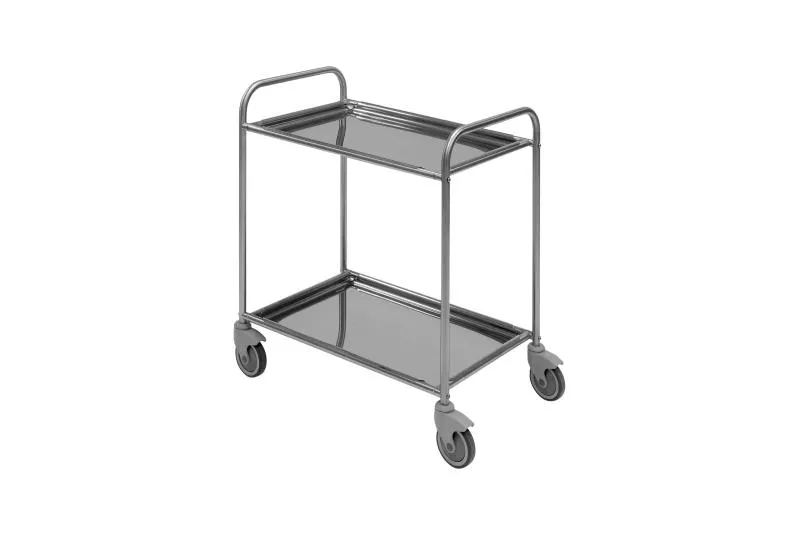 Servierwagen aus Edelstahl, 2 herausnehmb Böden