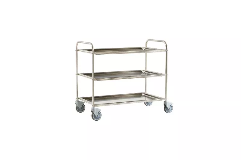 Carrello di servizio in Inox con 3 piani estraibili 