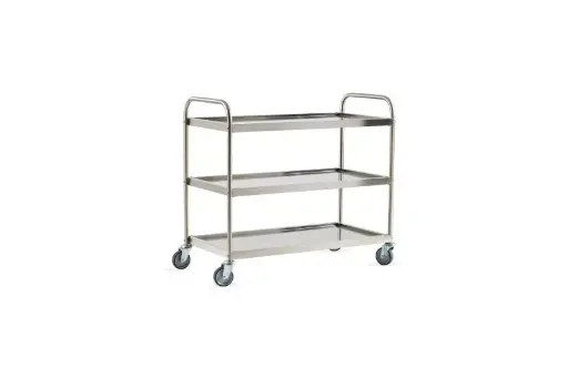 Carrello in acciaio inox, 3 piani non removibili