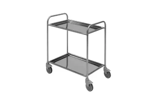 Carrello di servizio in Inox con 2 piani estraibili