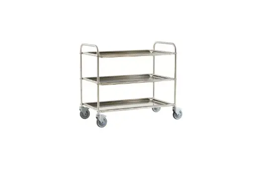 Carrello di servizio in Inox con 3 piani estraibili 